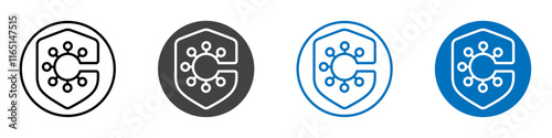 Bacteria protection icon flat editable icon mark set.