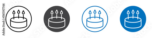 Birthday cake icon flat editable icon mark set.