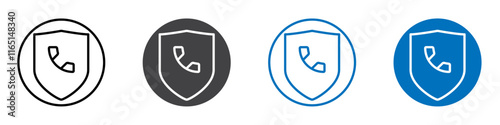 Call protection icon flat editable icon mark set.