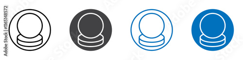Carrom disk icon flat editable icon mark set.