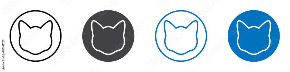 Cat structure icon flat editable icon mark set.