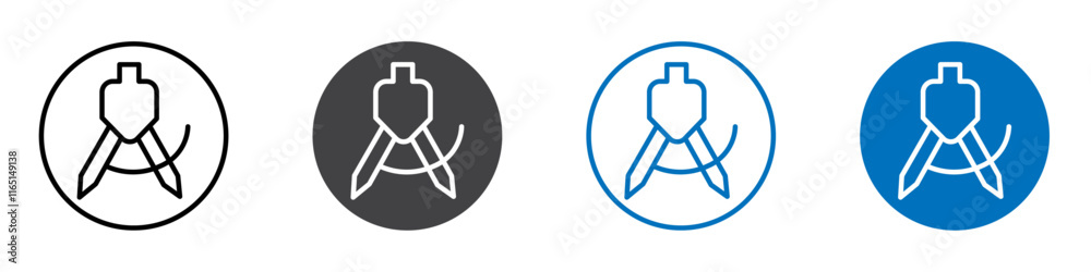 Compass icon flat editable icon mark set. Compass icon flat editable icon mark set.