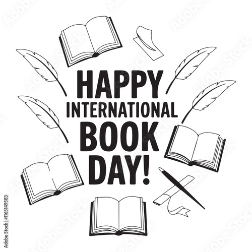 International book day background colouring page design for kids