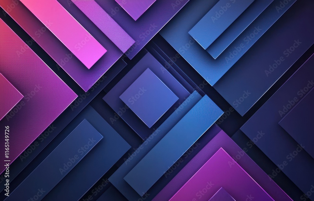Fototapeta premium Abstract Geometric Background with Pink, Purple, and Blue Overlapping Shapes