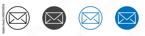 Envelope icon flat editable icon mark set.