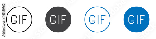 GIF icon flat editable icon mark set.