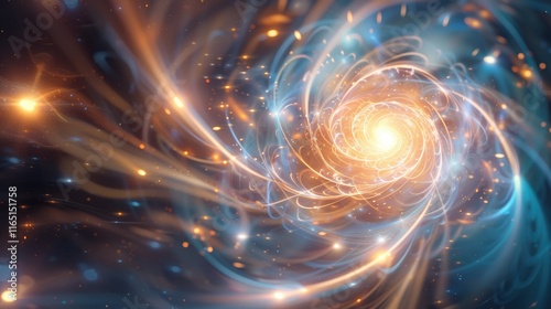 Cosmic spiral of light and energy in a mystical abstract space