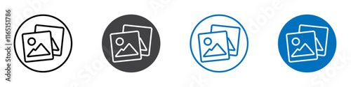 Images icon flat editable icon mark set.