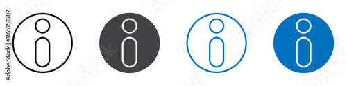 Info icon flat editable icon mark set.