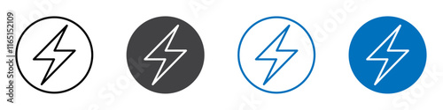 Lightening icon flat editable icon mark set.