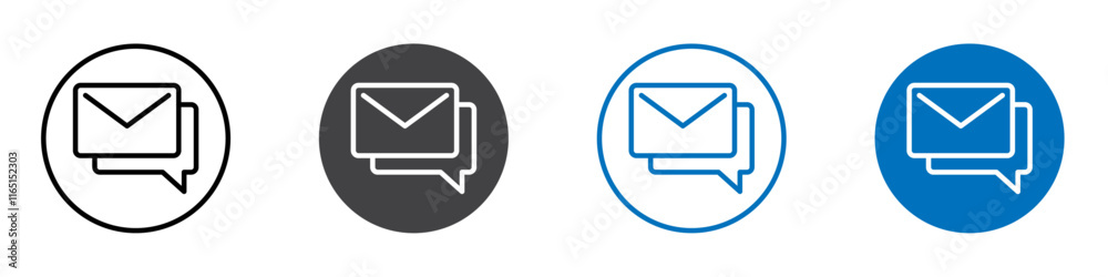 Mail conversation icon flat editable icon mark set. Mail conversation icon flat editable icon mark set.
