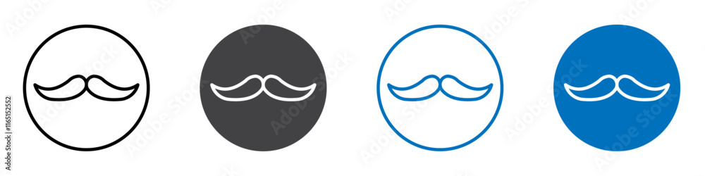 Moustache icon flat editable icon mark set. Moustache icon flat editable icon mark set.