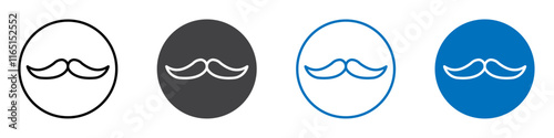 Moustache icon flat editable icon mark set.