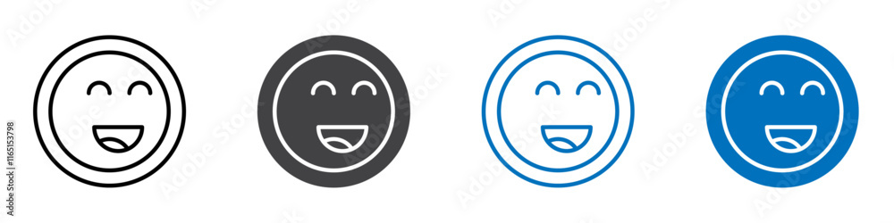 Smile icon flat editable icon mark set. Smile icon flat editable icon mark set.