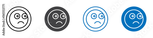 Shocked icon flat editable icon mark set.
