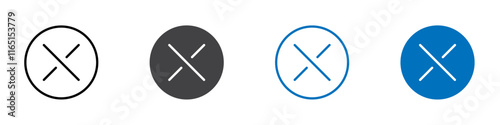 Show cross icon flat editable icon mark set.