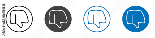 Thumbs down icon flat editable icon mark set.