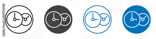 Time sync icon flat editable icon mark set.