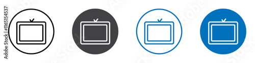 Tv icon flat editable icon mark set.