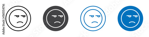 Unamused emoji icon flat editable icon mark set.