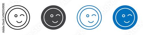 Wink icon flat editable icon mark set.