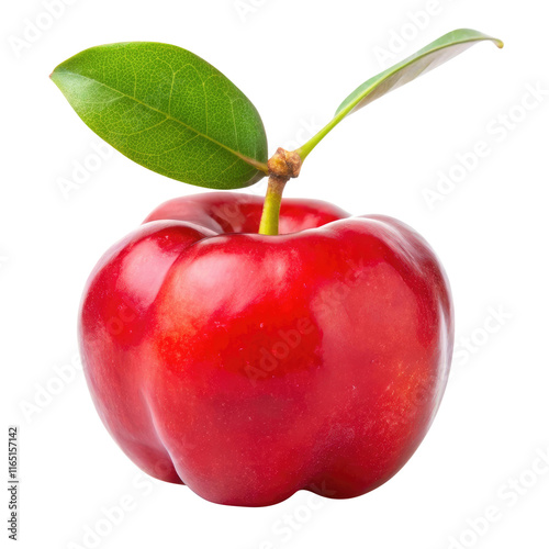 A fresh acerola fruit isolated on transparent white background, clipping path