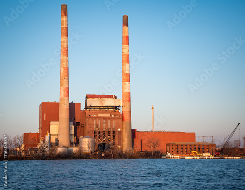 Detroit Edison Coal fired power plant on Detroit river south