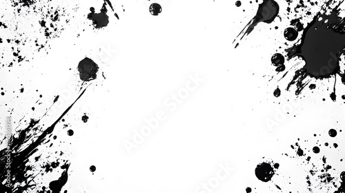 Abstract paint splatter frame in black and white photo