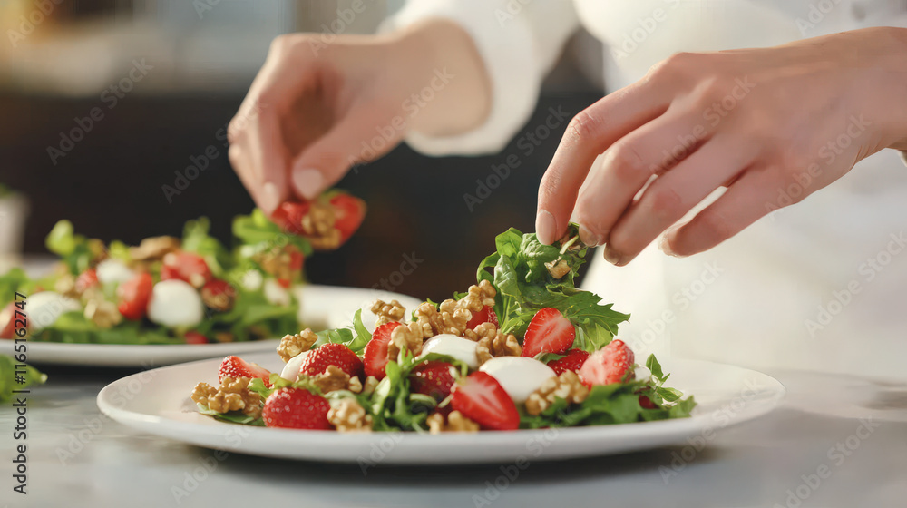 Playing with vegetables and salad on the plate Playing with vegetables and salad on the plate