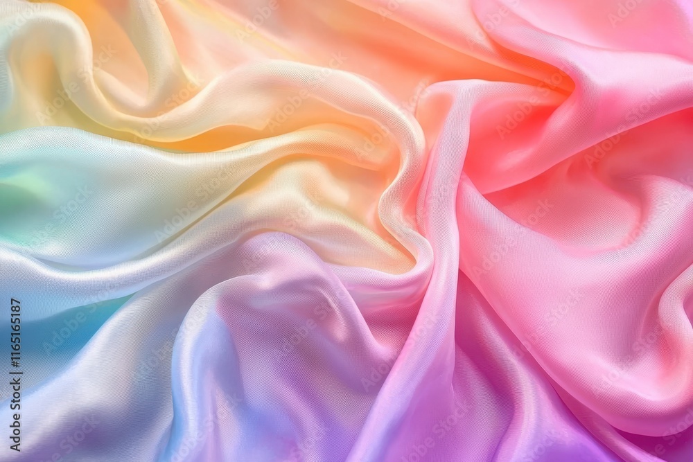 Rainbow Silk Fabric Background, Smooth Elegant Texture