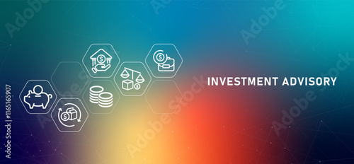 Investment advisory gradient header financial investor consultant strategy money wealth management illustration concept