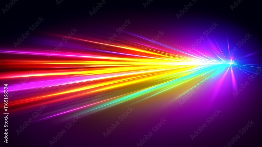 Fototapeta premium Abstract Colorful Light Rays Converging In A Burst