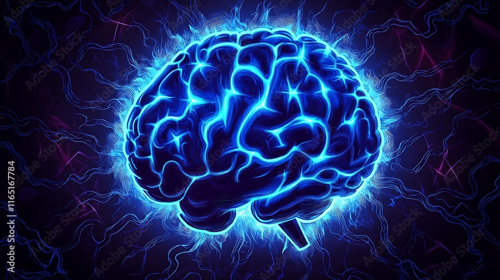 Exploring neural connections electric brain visualization digital art abstract environment futuristic concept Exploring neural connections electric brain visualization digital art abstract environment futuristic concept