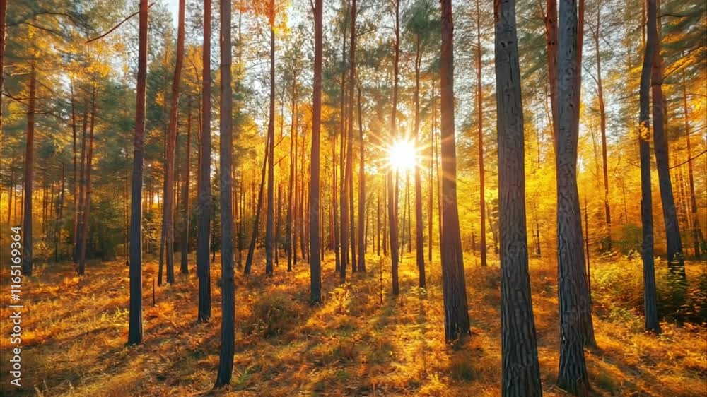 beautiful autumn forest with sun shining beautiful autumn forest with sun shining