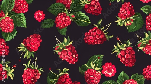 raspberry seamless pattern wallpaper