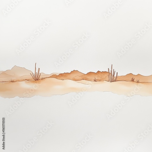 Minimalist Desert Landscape Watercolor Painting
