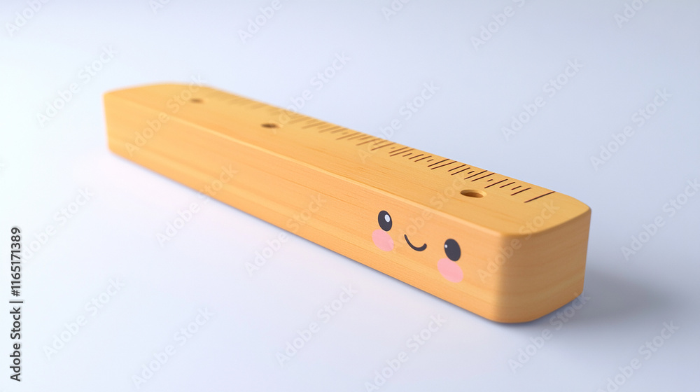 kawaii wooden ruler with cute character kawaii wooden ruler with cute character