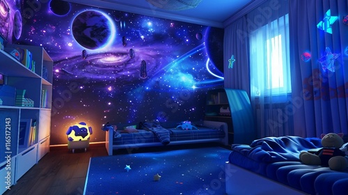 Starry Space Theme Kids Room Design