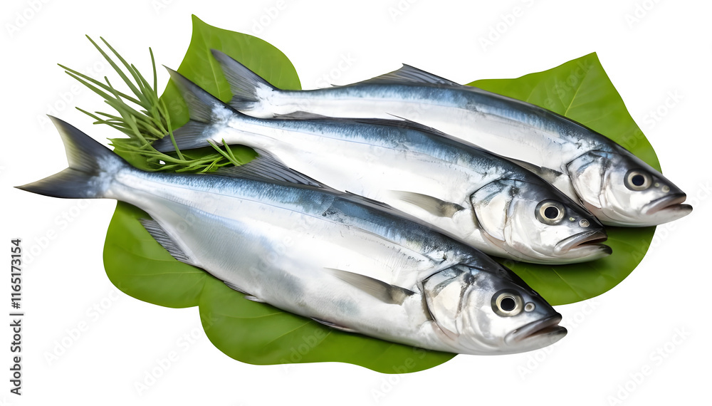 A selection of Bluefish fish alongside vibrant leafy greens, placed on a white surface. A selection of Bluefish fish alongside vibrant leafy greens, placed on a white surface.