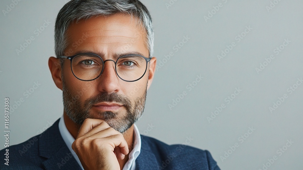 Thoughtful Businessman Scrutinizing Ideas with Insightful Expression