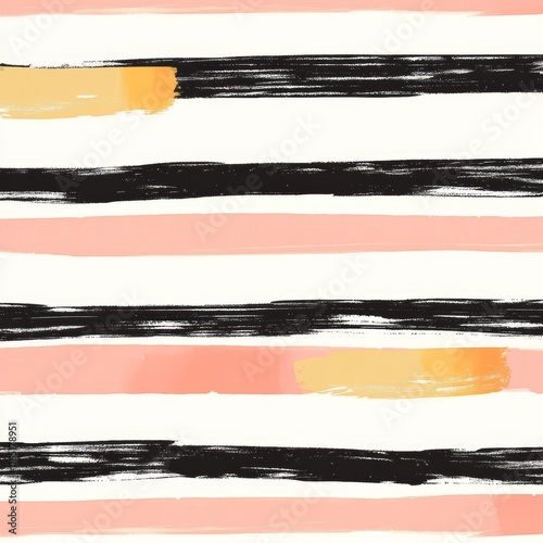 Abstract Pink, Black, and Gold Brush Strokes Stripes