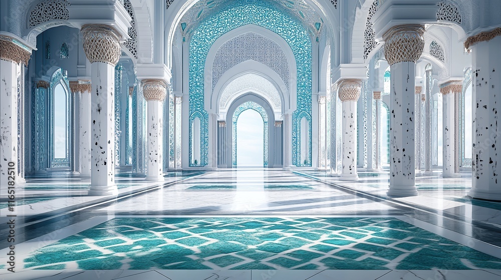 Fototapeta premium teal white concept mosque