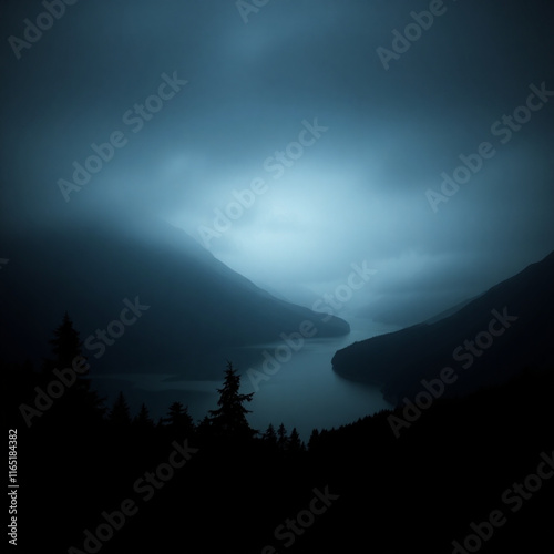 misty mountain landscape