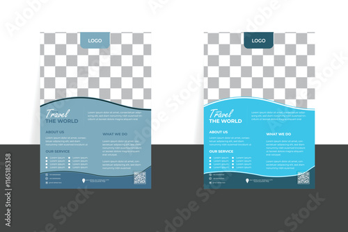  Travel flyer design layout. 2 colorful Travel flyer template for travel agency