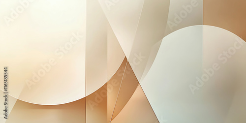 Minimalist abstract geometric decor in neutral and metallic tones with a soft gradient