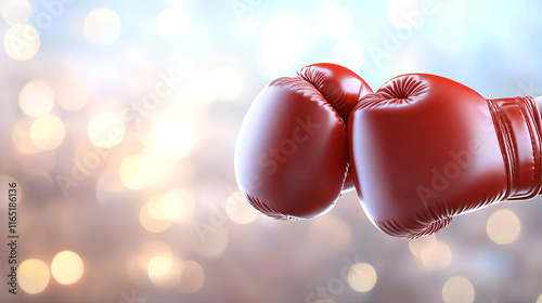 Close-Up of Red Boxing Gloves: Symbol of Strength, Power, and Determination in Combat Sports and Fitness Training photo