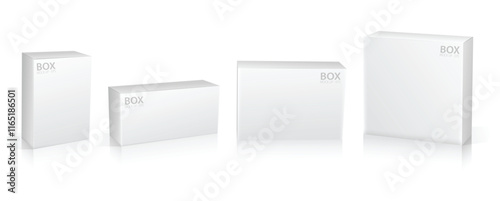 Set of Super Realistic White Box Mockup illustration Design isolated 