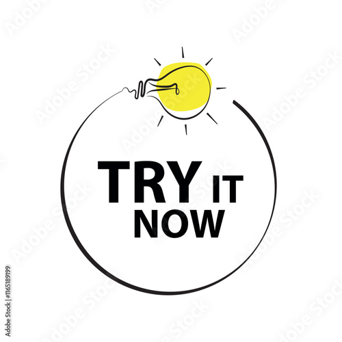 try it now sign on white background	