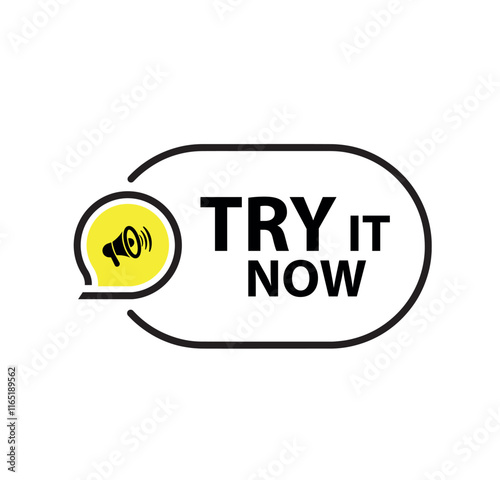 try it now sign on white background	