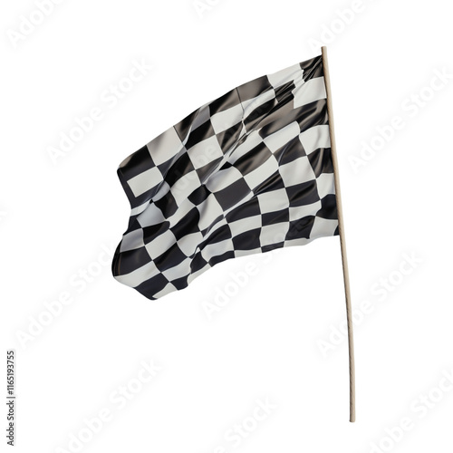 a checkered flag flying in the wind photo